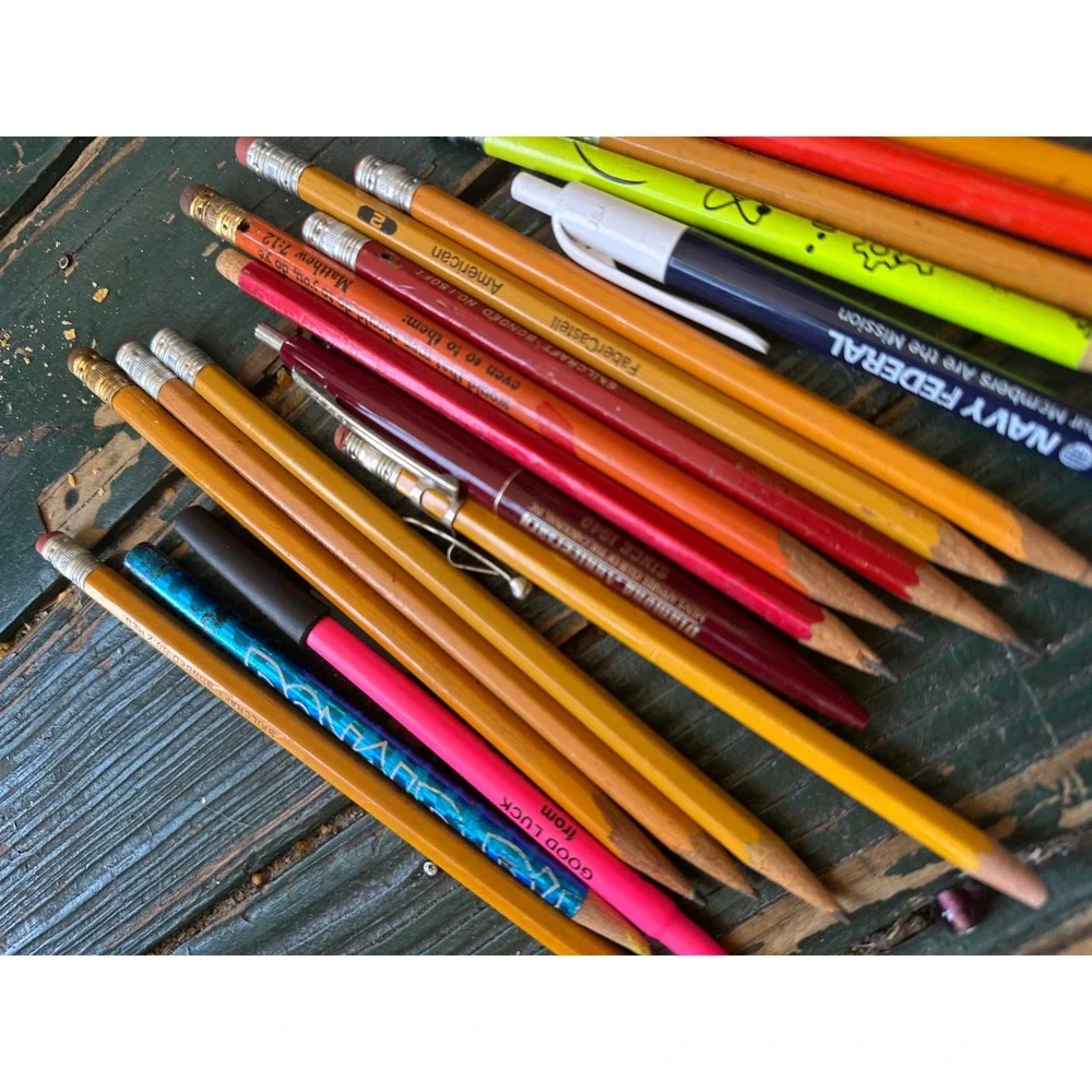 Vintage Advertising Pencil & Pen Lot Skilcraft Faber-Castell Home Depot Navy Fed